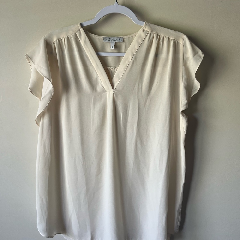 Chaus Cream V-Neck Blouse